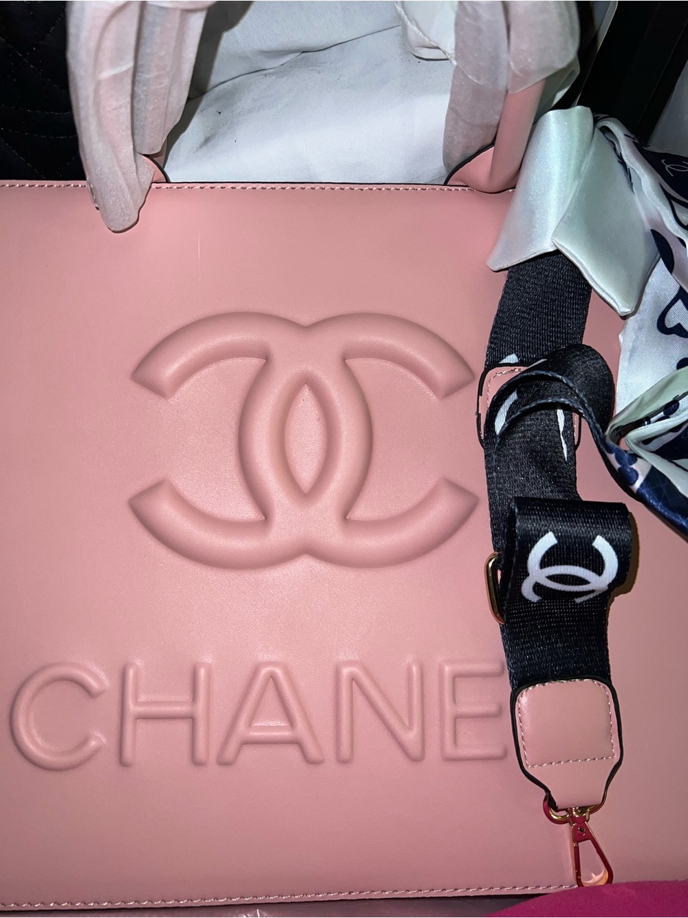 Pink Embossed CC Tote Bag
